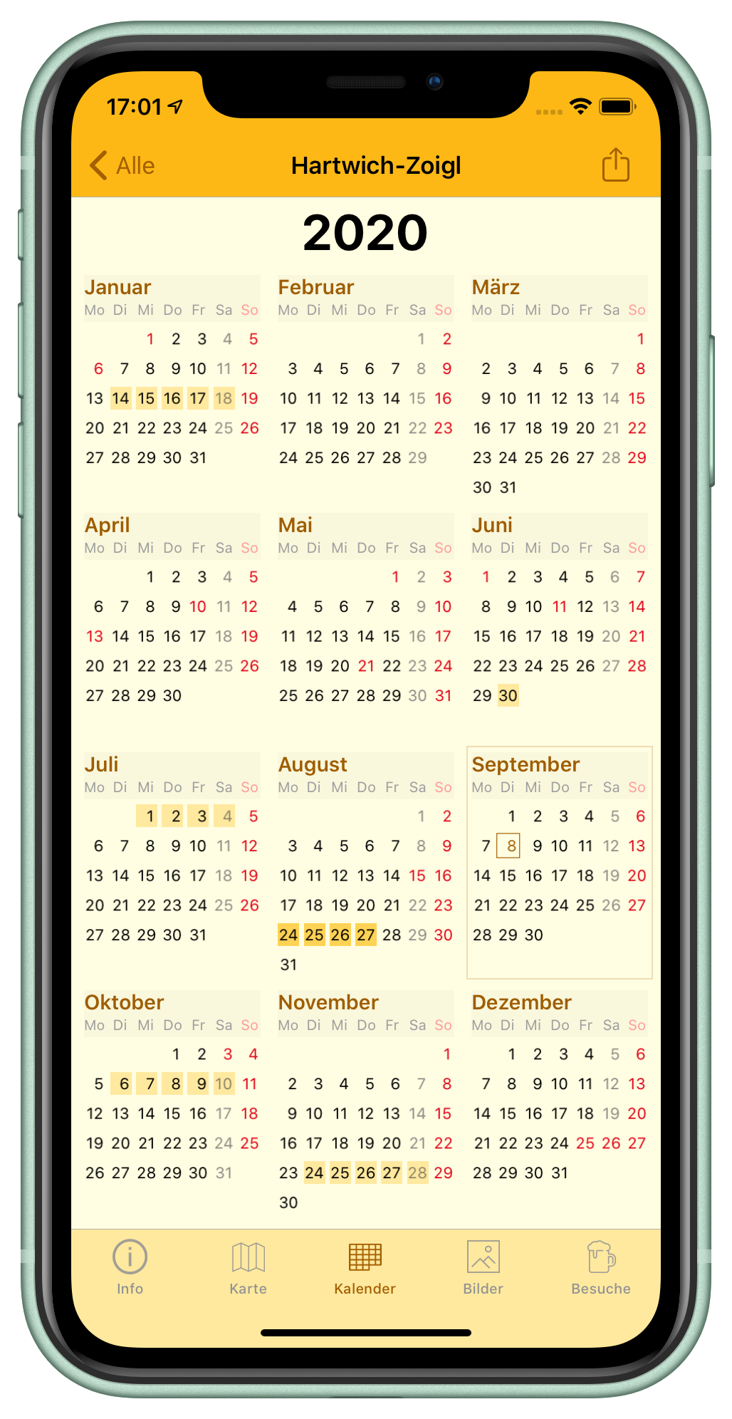 Jahreskalender-Reiter